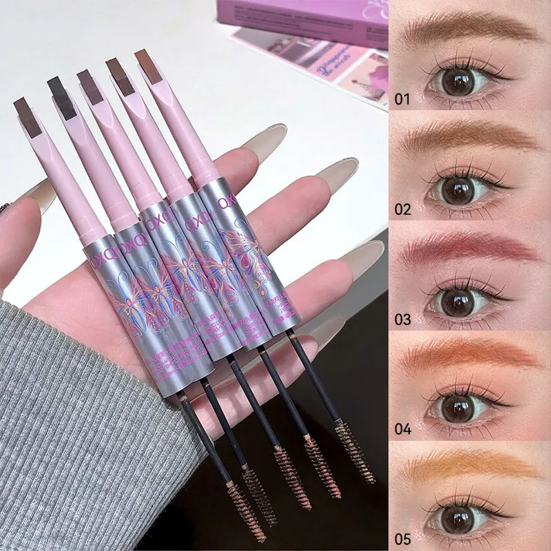 QXQY ดินสอเขียนคิ้วแบบสองหัว ครีมย้อมคิ้ว กันน้ำ ติดทนนาน ไม่เลอะเทอะ แต่งหน้าอย่างเป็นธรรมชาติ