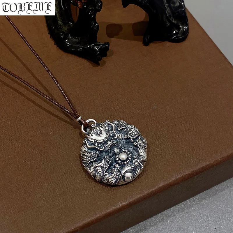 

100% 999 Silver Dragon Pendant Vintage Pure SIlver Fengshui Animal Power Dragon Necklace Good Luck Amulet Power Dragon Pendant