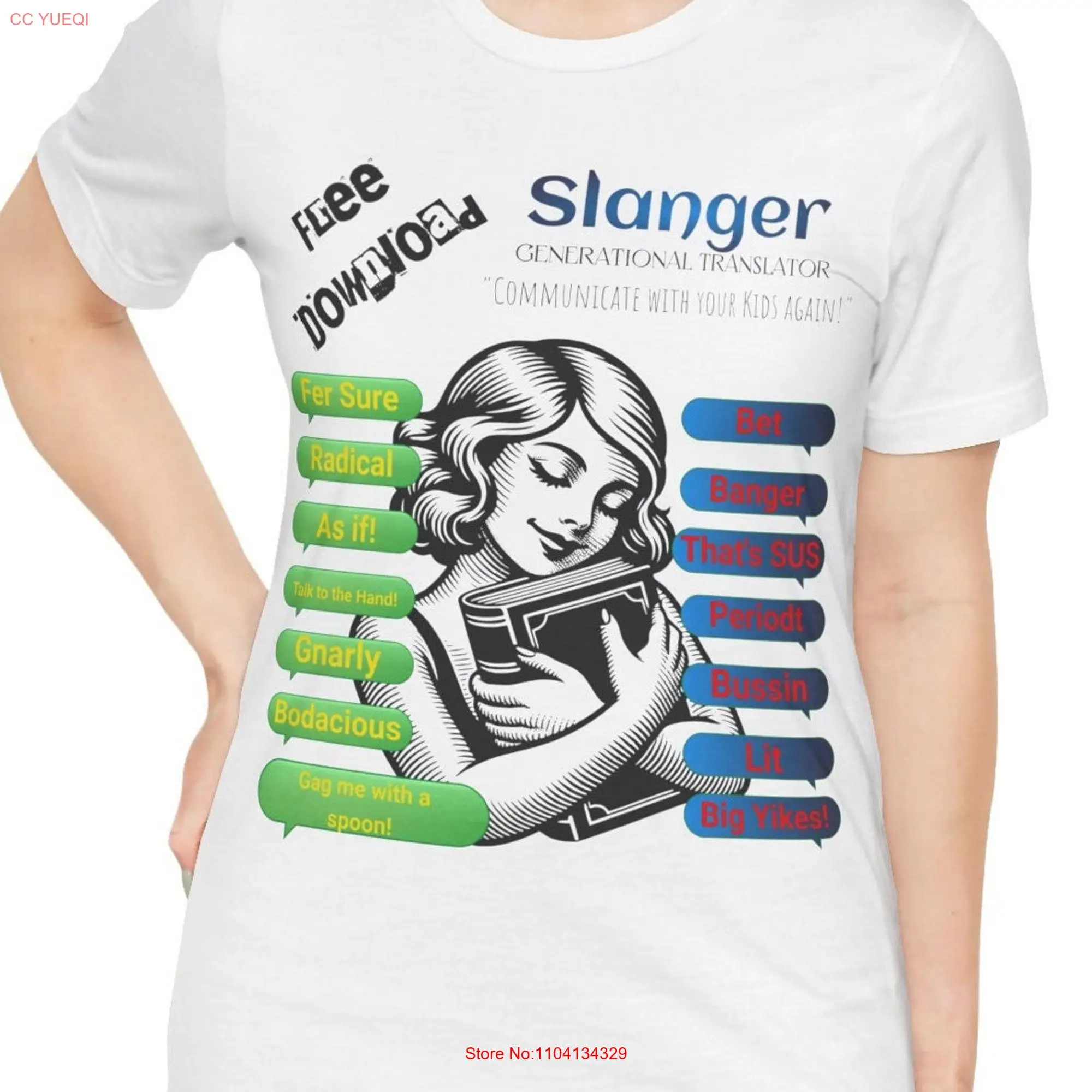 Free Download Of Slanger A Vintage Language Translator To Help You Out Faux Advertising T Shirt long or short sleeves