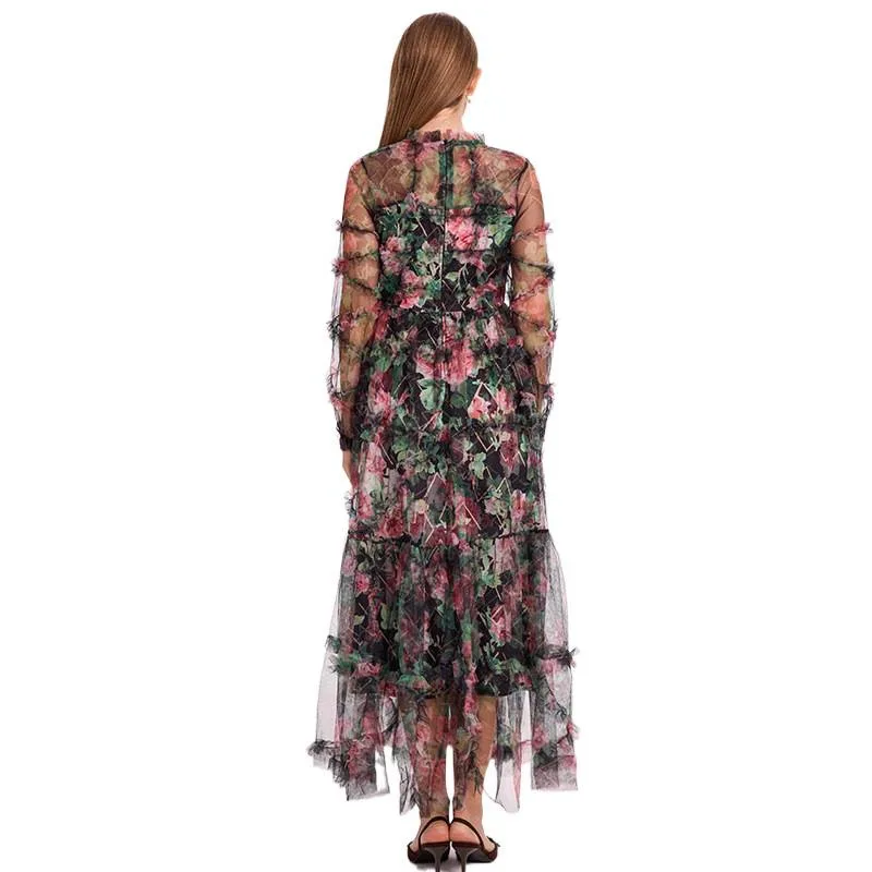 Gonna lunga con stampa Street Sle Heavy Work Me Etichetta premium da donna ritagliata Fairy Dr Vita alta lunga Sve A-Line Dr