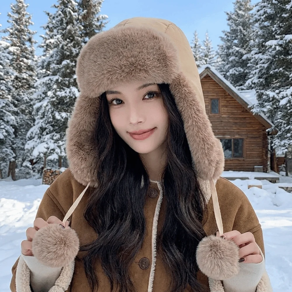 Soft Windproof Winter Pilot Hat Beanie Caps Anti Fog Warm Ski Hat Neck Protector Thickened Cycling Lei Feng Hat Biking
