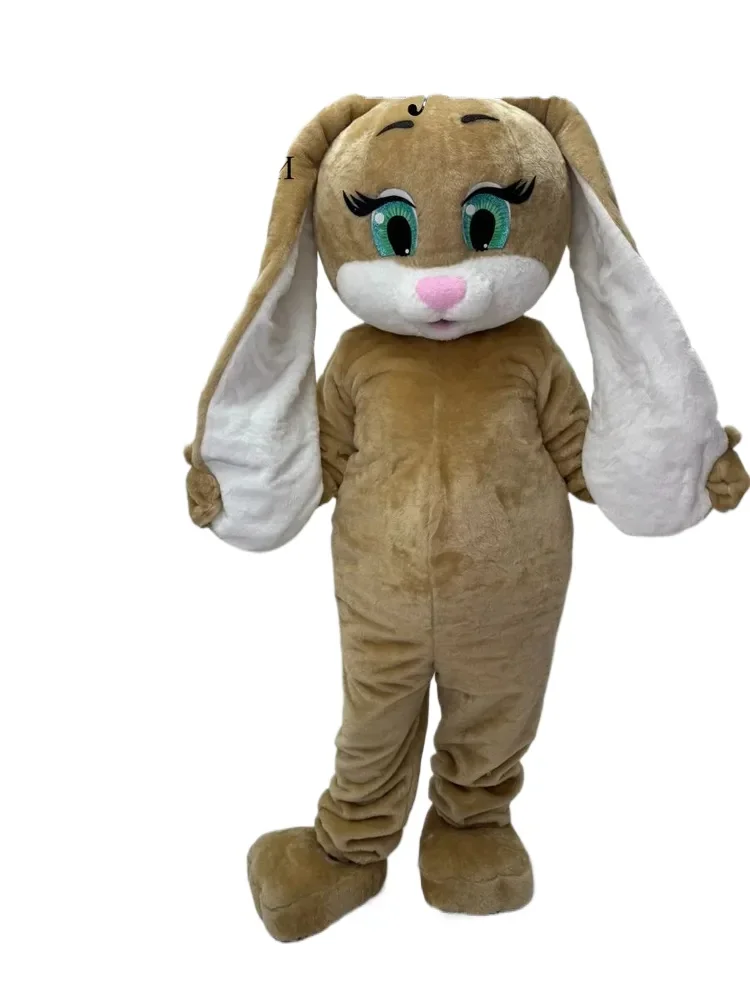 

Long Ears Brown Rabbit Bunny Mascot Costume Cartoon Doll Clothes Holiday Celebration Fancy Dress Halloween Christmas Party Suits