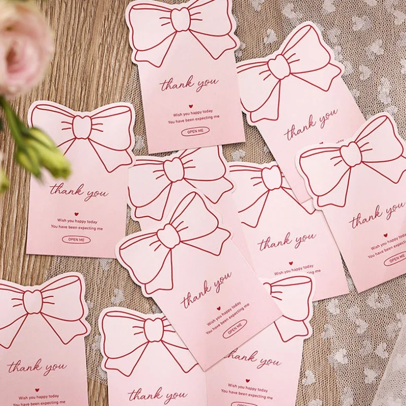 Imagem -02 - Bonito Rosa Bowknot Obrigado Selagem Adesivo Bolsa de Bolha Caixa de Presente Embalagem Faça Você Mesmo Decoração Etiqueta Etiqueta Casamento Dia das Mães Ins 10 Pcs