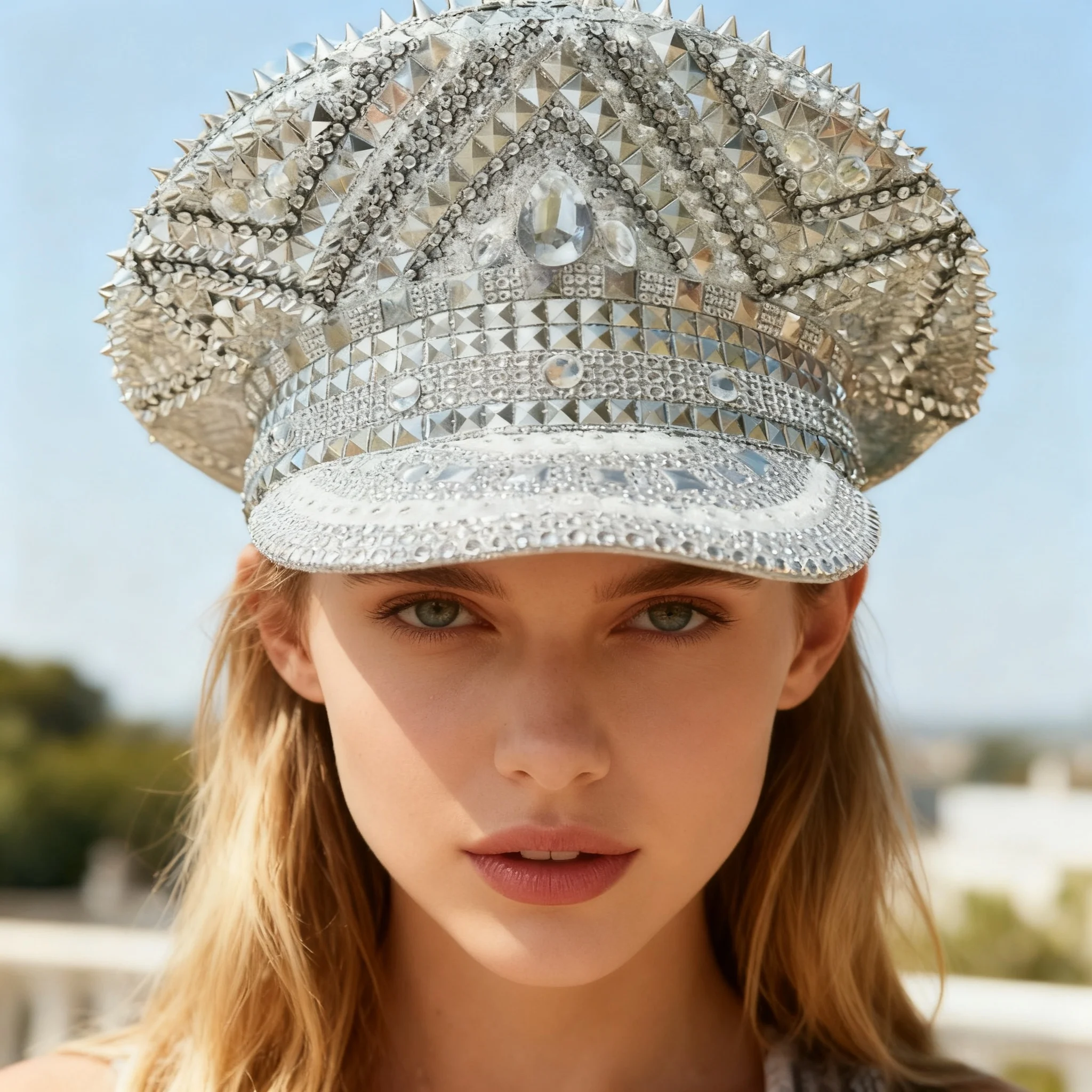 

Steampunk Captain Hat Rhinestone for Burning Man Festival Woman, Vintage Military Accessories & Cap for Man