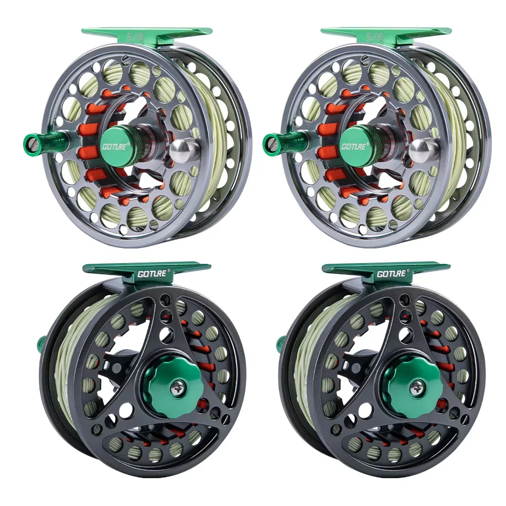 Carrete de Pesca con Mosca Goture CNC con Línea Principal (WF5 WF6), Juego de Carretes de Pesca con Mosca de Aleación de Aluminio Fundido a Presión 5/6, Accesorios de Pesca al Aire Libre