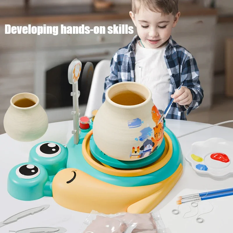 Children's Handmade Toys Electric Clay Machine Clay Turntable Soft Clay Non Fired Pottery Embryo Pulling Machine Puzzle Toy Gift