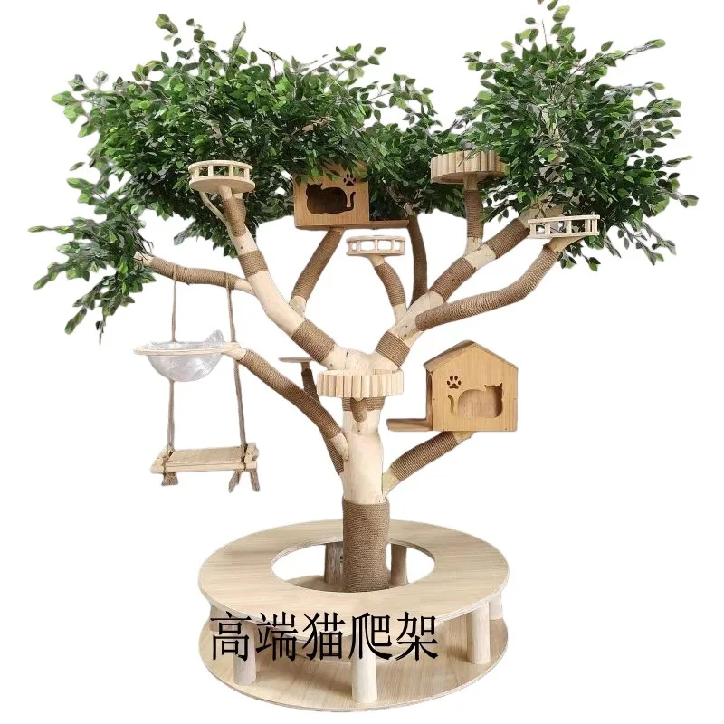 Cat Climbing Frame Cat Nest Integrated Cat Toy Teasing Cat Solid Wood Cat Scratching Column Cat Anti-cat Scratching