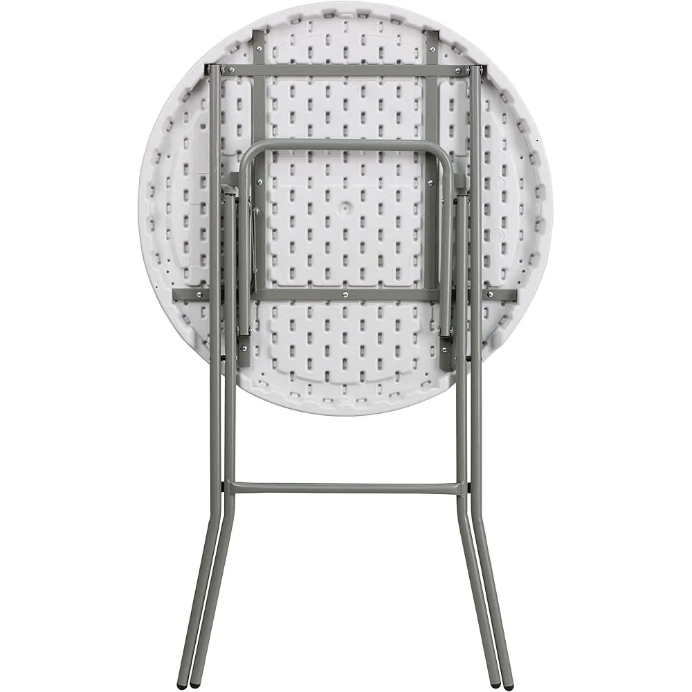 Round Folding Bar Height Table Indoor Outdoor Portable Plastic Events Party Seating 3 Adults Easy Clean Storage 165lb Capacity