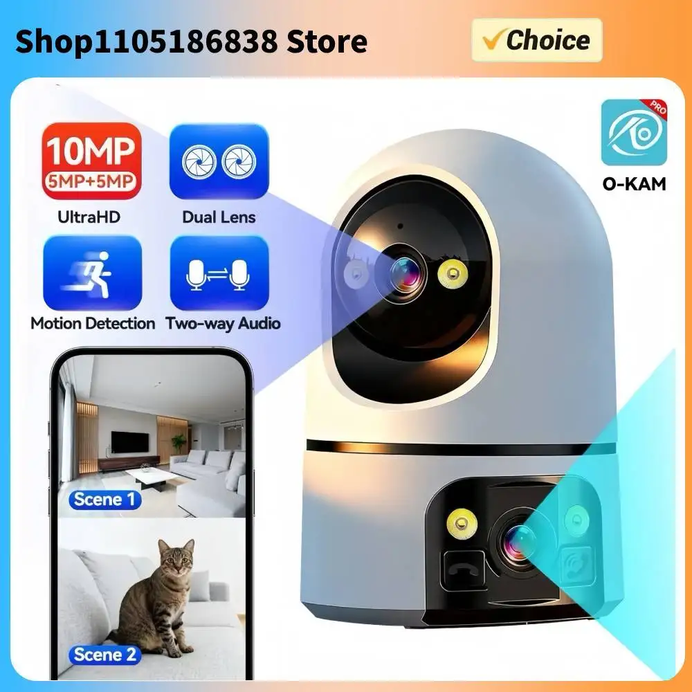 

Двухобъективная Wi-Fi камера с функцией вызова одним касанием, 5K 10MP, для дома и домашних животных, с автоматическим отслеживанием, видеоняня, цветное ночное видение, система видеонаблюдения