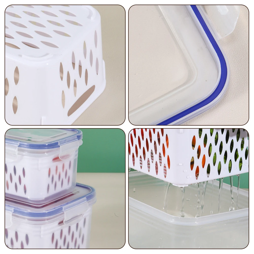 1/3pcs Multi-Purpose Dual Use Drainable Crisper Box Stackable High Capacity Containers For Veggie Food with Drain Basket