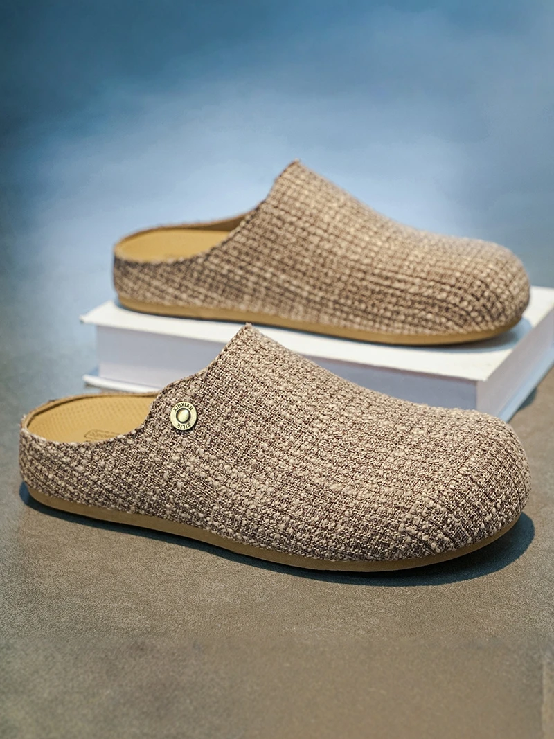 

Birkent Men's Summer Half Slip-On Casual Sport Retro Mule Shoes Lazy One-Step Office Work Men's Shoes Breathable Low Heel