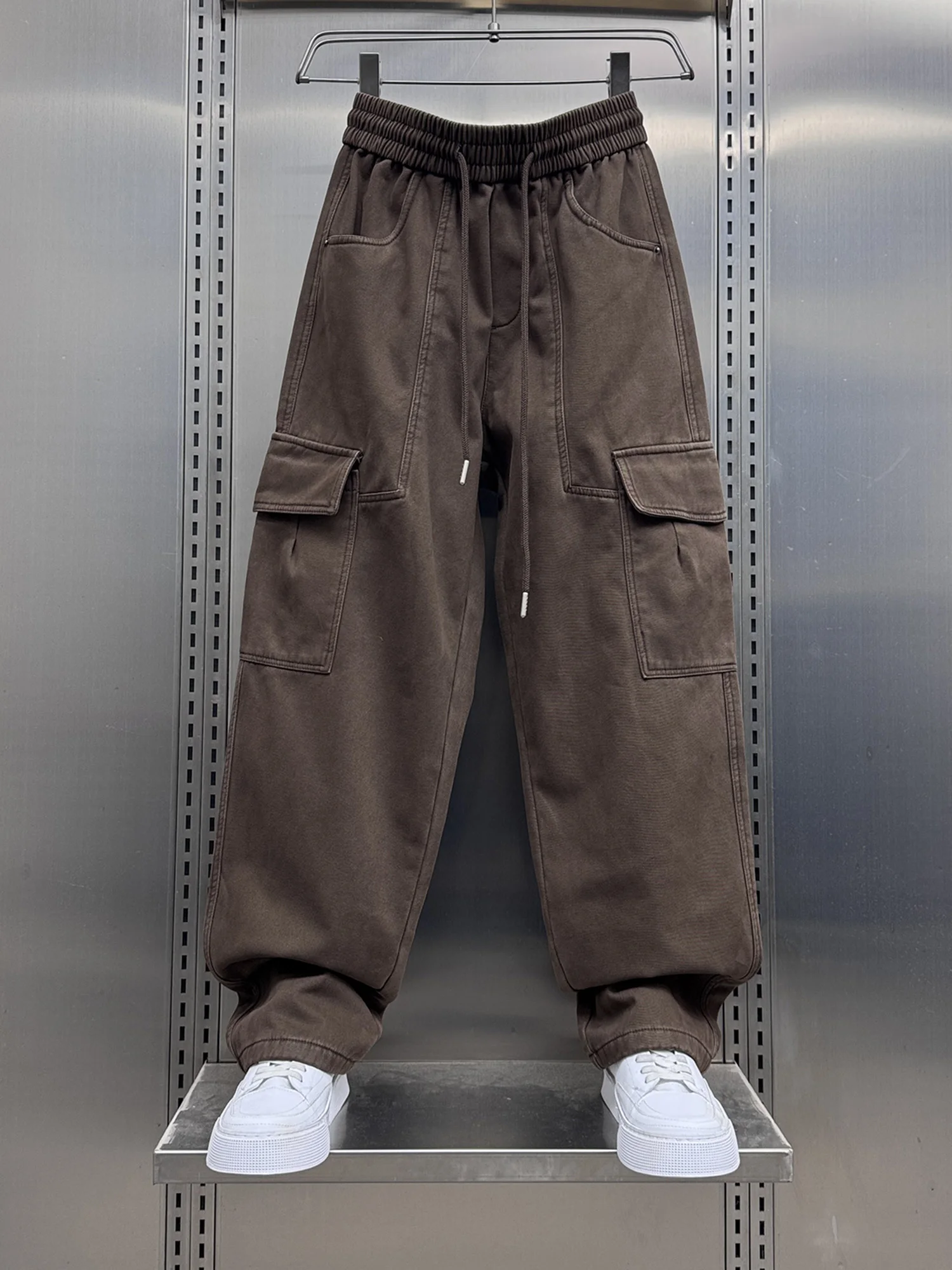 

Мужские утепленные повседневные брюки на флисовой подкладке, осенне-зимние, новые, прямого кроя, свободные, широкие, спортивные, модные и стильные.