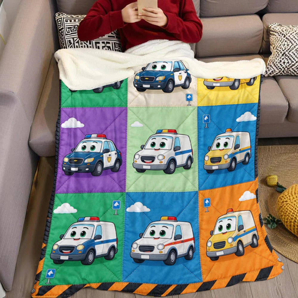 Police Post Fire Tow Gear Flannel Blanket Perfect for Sofa Office Bed Travel Sleep Read Relax Camping Four Season Use