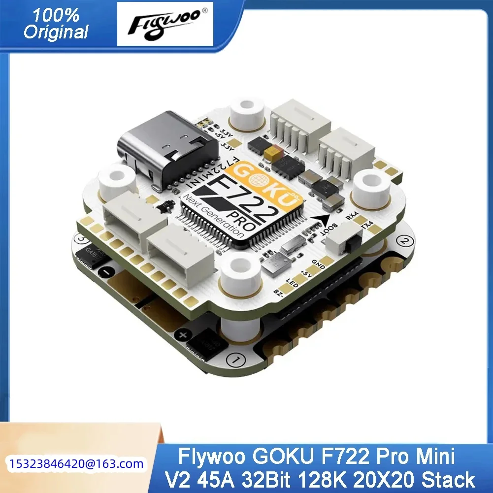 Flywoo GOKU F722 Pro Mini V2 202x20 Stack (45A, 32Bit AM32) - Plug&Play with O4/O4 Pro
