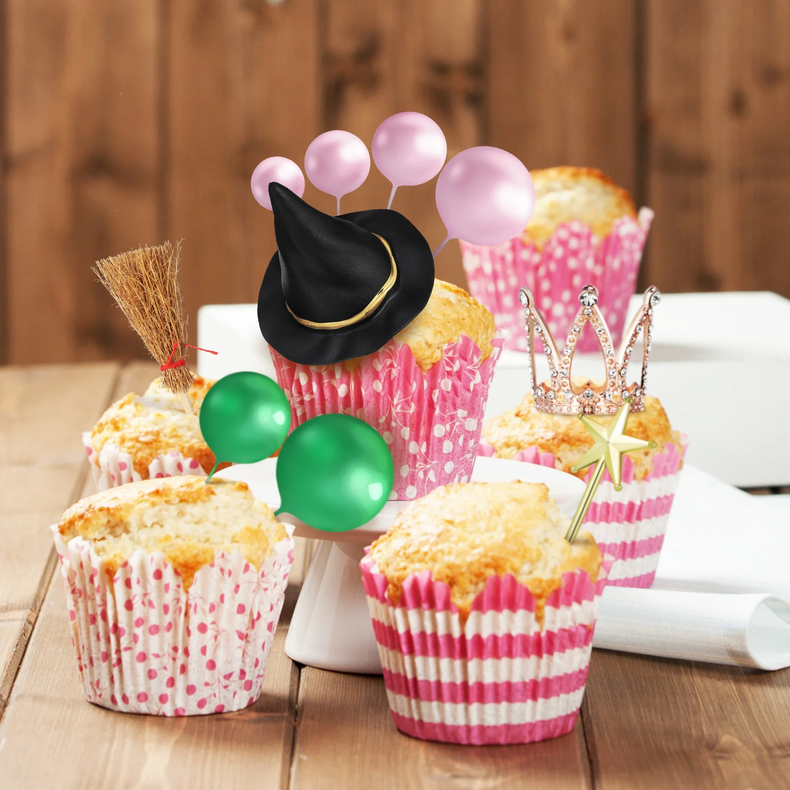 

44 pcs Wicked Toppers Witch Theme Party Decorations Kit Halloween Cupcake Toppers Ghost Cake Decor Wizard Party Supplies Cake