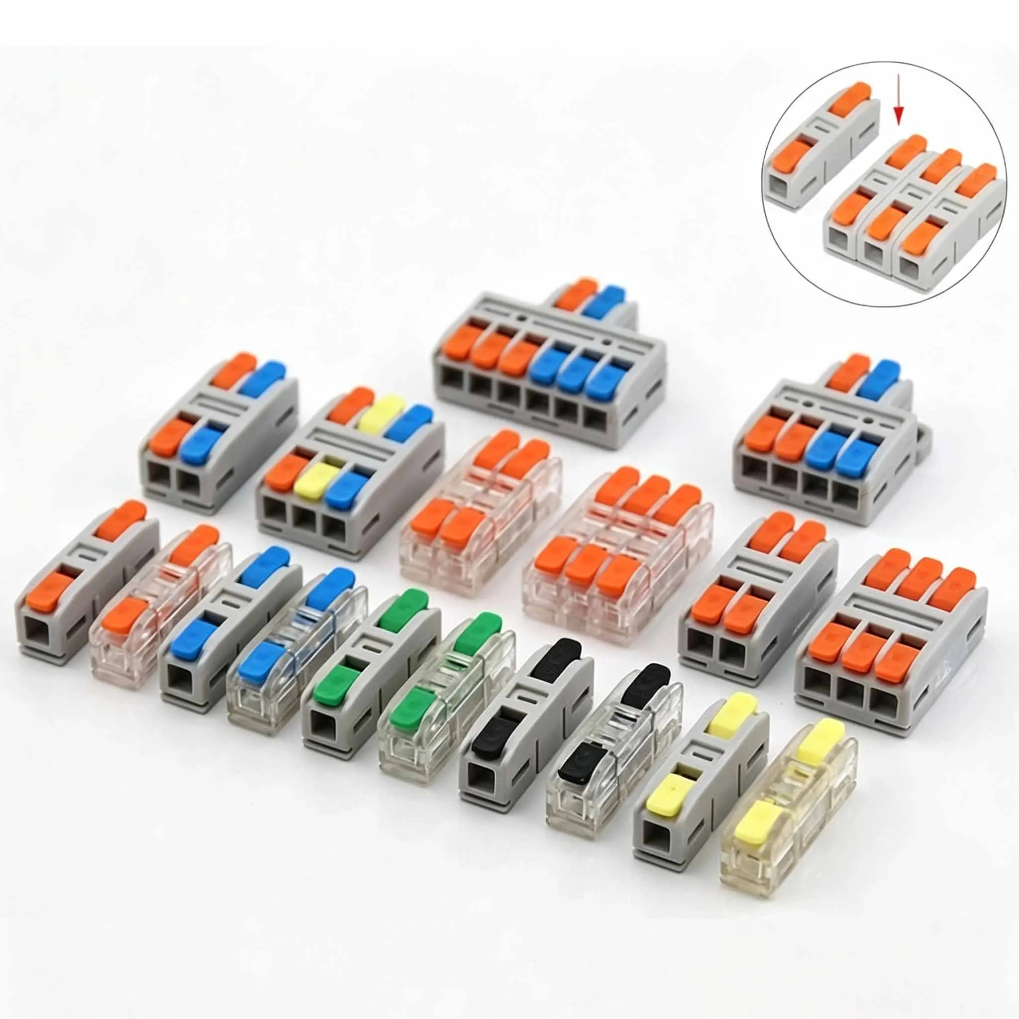 10/50/100PCS Push‑in Quick Wire Connectors Universal Compact Splicing Terminal Blocks Home Electrical Cable Wiring Connectors