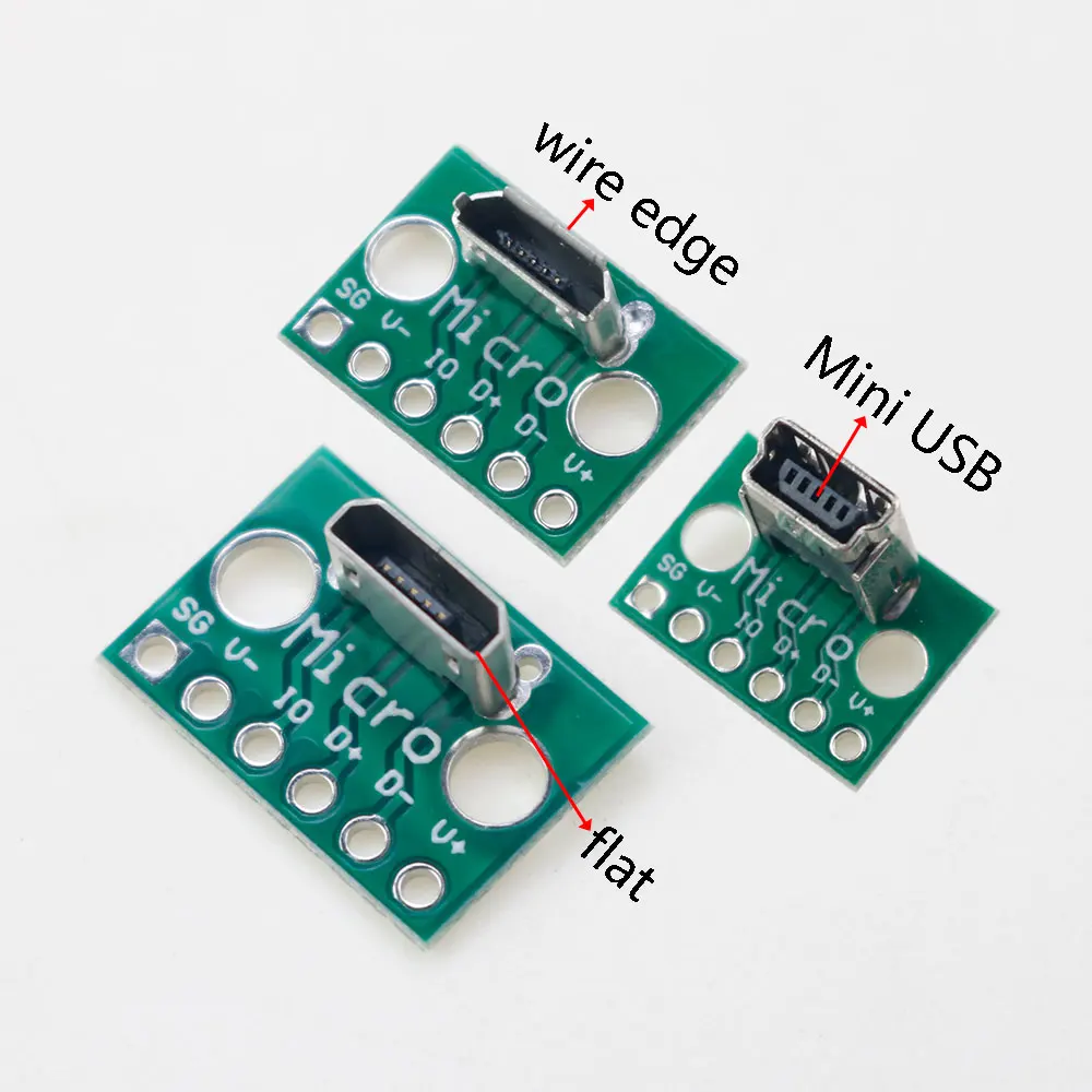 1PC Micro USB Data Charging Cable Jack Test Board with Pin Header 90 Degree Micro Mini USB Female Male connector