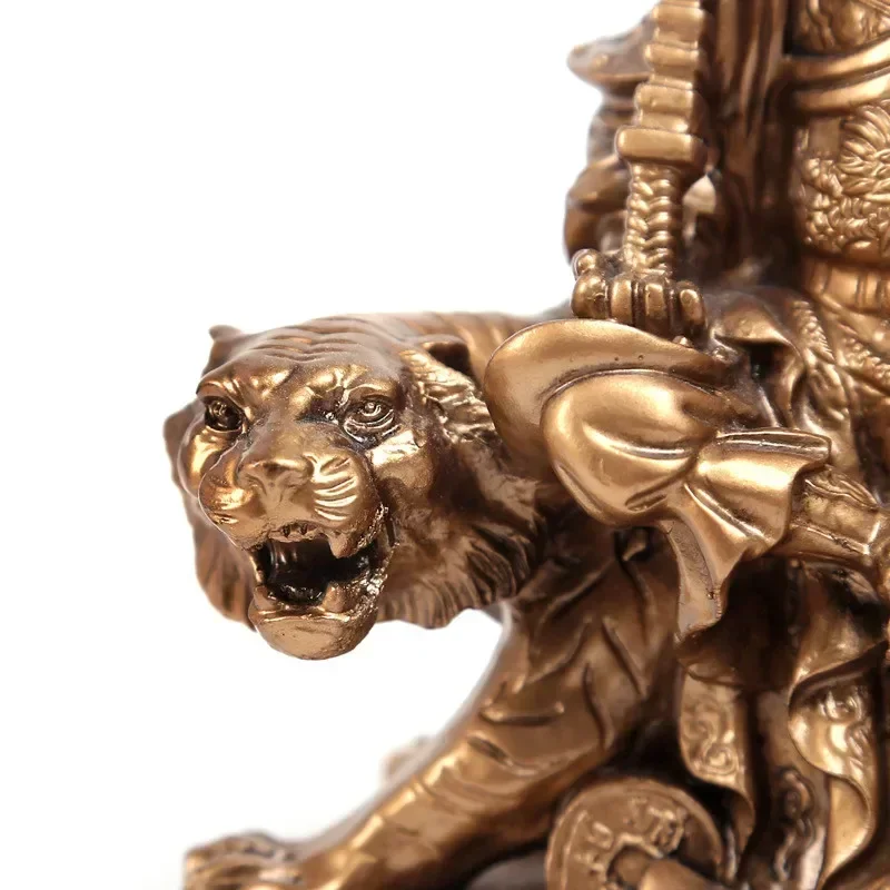 Riding a tiger  Fortuna Buddha Sculpture Resin Domineering Home Feng Shui Decoration Modern Craft Auspicious Statue