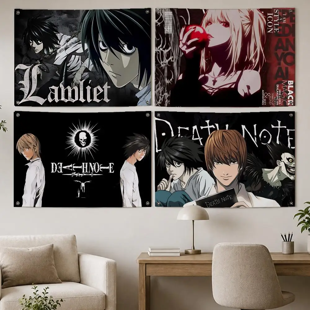 Death Note Thriller Anime Flags Room Home Decor Wall‑Hanging Art Banner, Outdoor for Bedroom Party Background Decoration