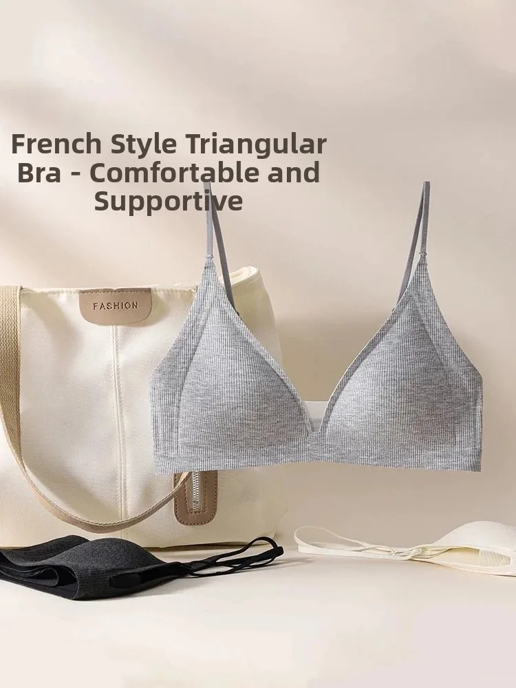 French Style Thin Strap  Cup Bra Comfortable No Empty Cup Underwear for Young Women Gathered Slim Design No Side Breast
