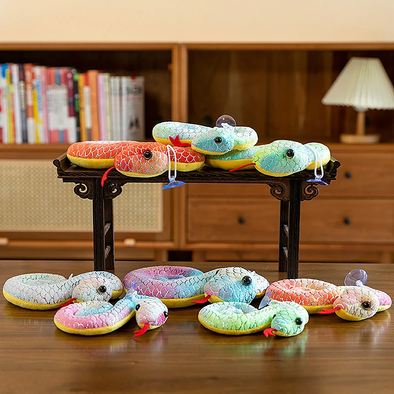 Tie Dye Color Snake Plush Toy, boneca dos desenhos animados, chaveiro, decoração do quarto, mascote do zodíaco, presente fofo, 14 cm, 18 cm, 22cm