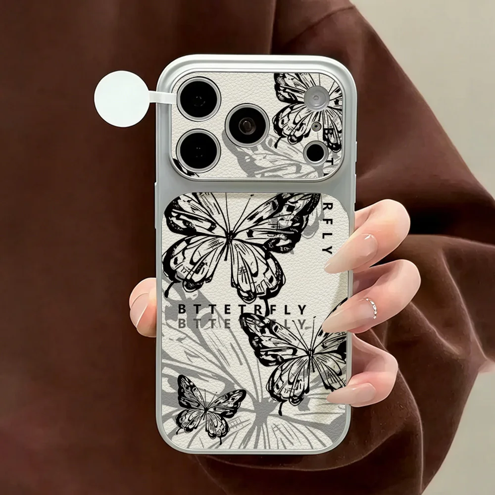 Blue Butterfly PU Leather Phone Case For iPhone 17 Funda iPhone 17 16 Pro Max 15 14 13 12 11 Soft TPU Lens Protective Back Cover - view 2