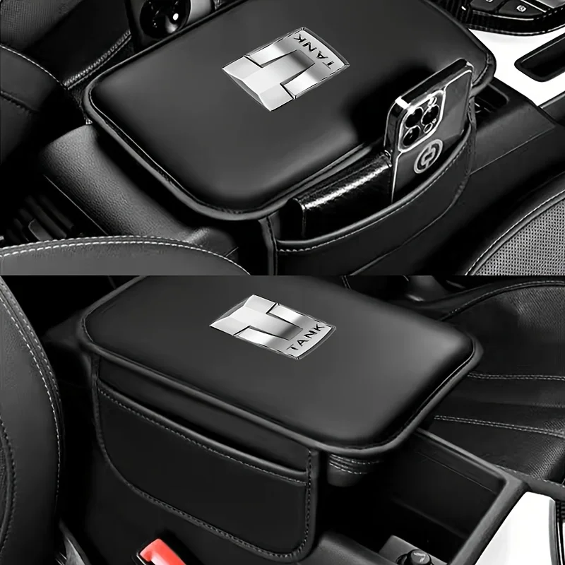 PU Leather Armrest Pads for Tank 300 400 500 700 Hi4T Car Center Console Pads Armrest Box Height-increasing Pads Car Interior