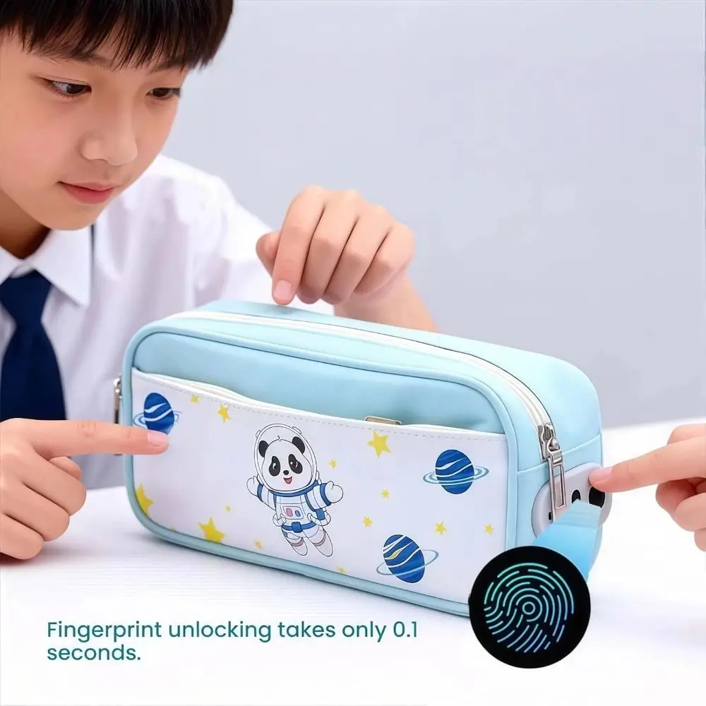 with USB Charging Fingerprint Lock Makeup Bag Large Capacity 0.1s Unlock Biometric Storage Pouch Multi-function