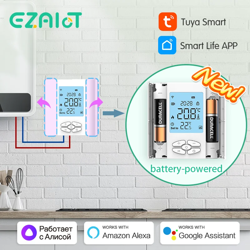 Termostato inteligente Tuya ZigBee, caldera de Gas y agua alimentada por batería, actuador, controlador de calefacción de temperatura, voz, Alexa, Google Home