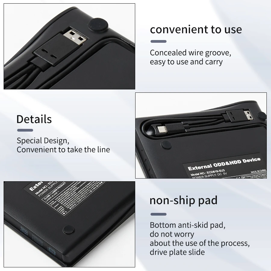 External DVD Drive High Speed USB3.0 CD Portable CD DVD RW Optical Drive Rewriter Player Burner Compatible With Laptop/Desktop