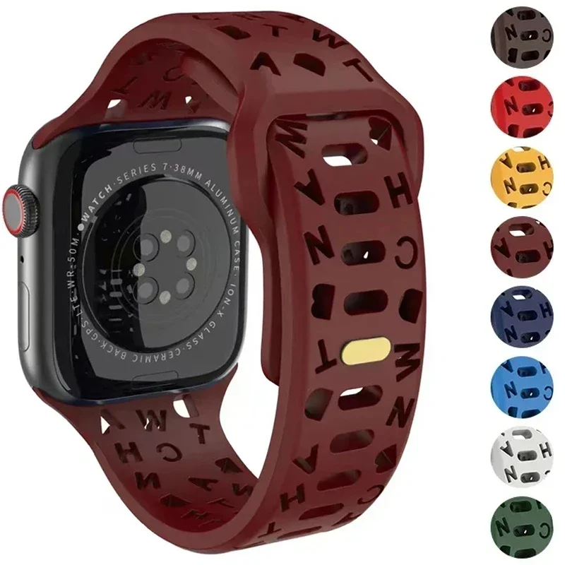 

For Apple Watch band 45mm 44mm 49mm 40mm 41mm 42mm Silicone Sport bracelet correa iWatch Strap Series SE 9 8 7 6 5 3 4 Ultra 2