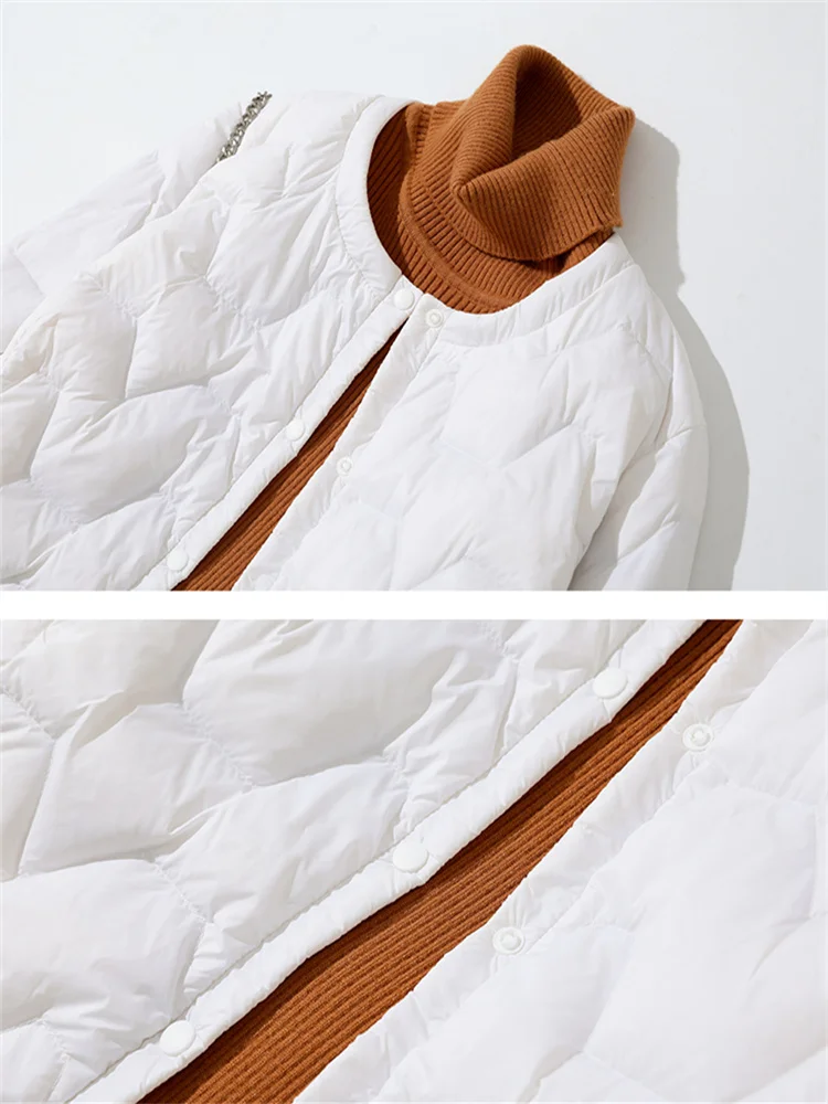 Manteau en duvet à simple boutonnage pour femme, veste en duvet de canard blanc ultra léger, parkas courtes bouffantes chaudes, OutChester, automne et hiver