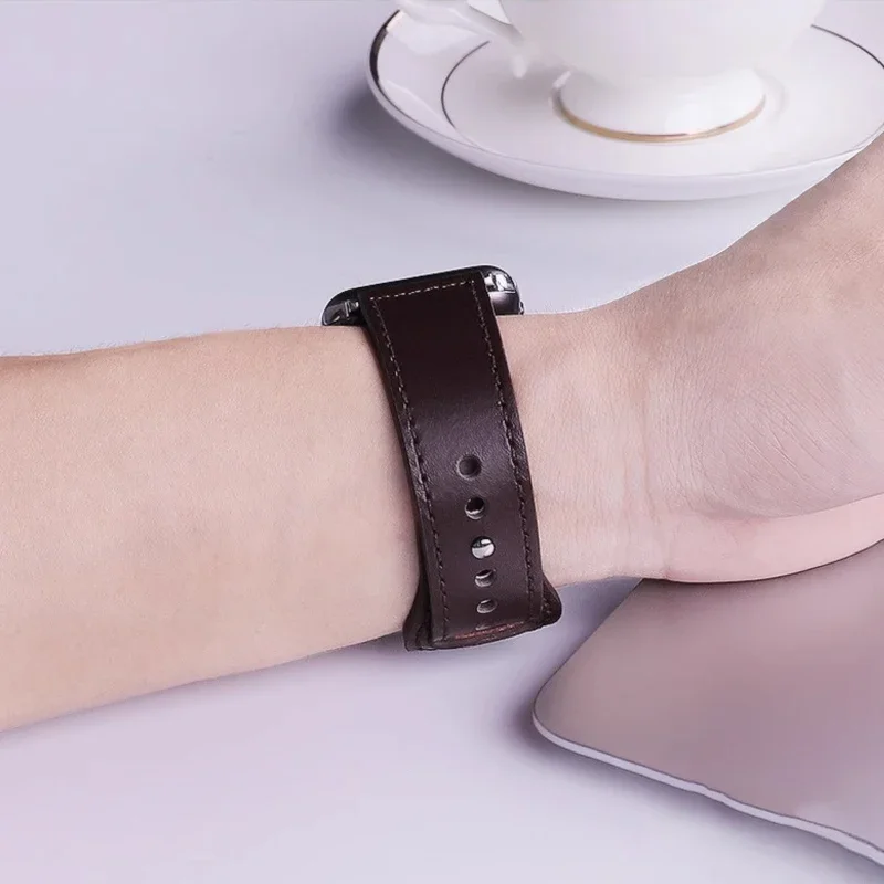 الأشرطة الجلدية ل سوار ساعة أبل الترا 2 49 مللي متر 44 مللي متر 40 مللي متر 38 مللي متر/42 مللي متر 46 مللي متر سوار iWatch سلسلة 10 9 8 7 3 4 5 6 se 41 مللي متر/45 مللي متر