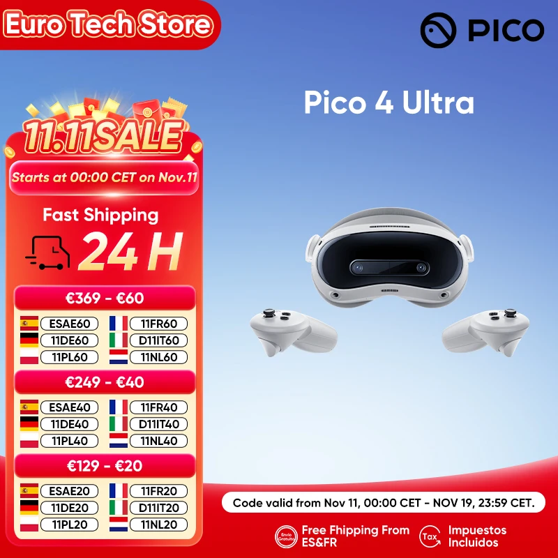 Immagine di Occhiali VR wireless Pico 4 Ultra 3D 12 + 256 GB Qualcomm Snapdragon XR2 Gen 2 Display 90 Hz FOV105 gradi 45 W Ricarica rapida WIFI7