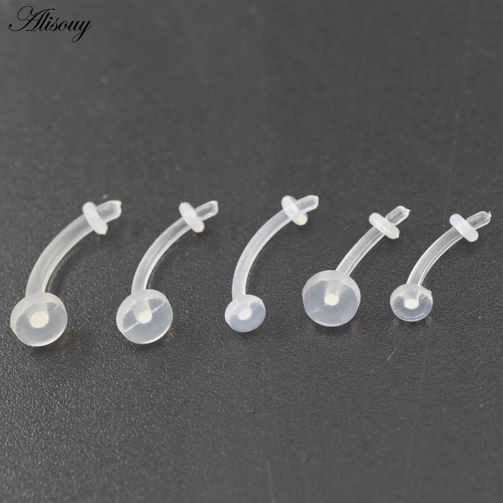 2PCS Transparent Acrylic Curved Barbell Eyebrow Lip Rings Ear Cartilage Helix Tragus Snug Daith Earrings Piercing Body Jewelry