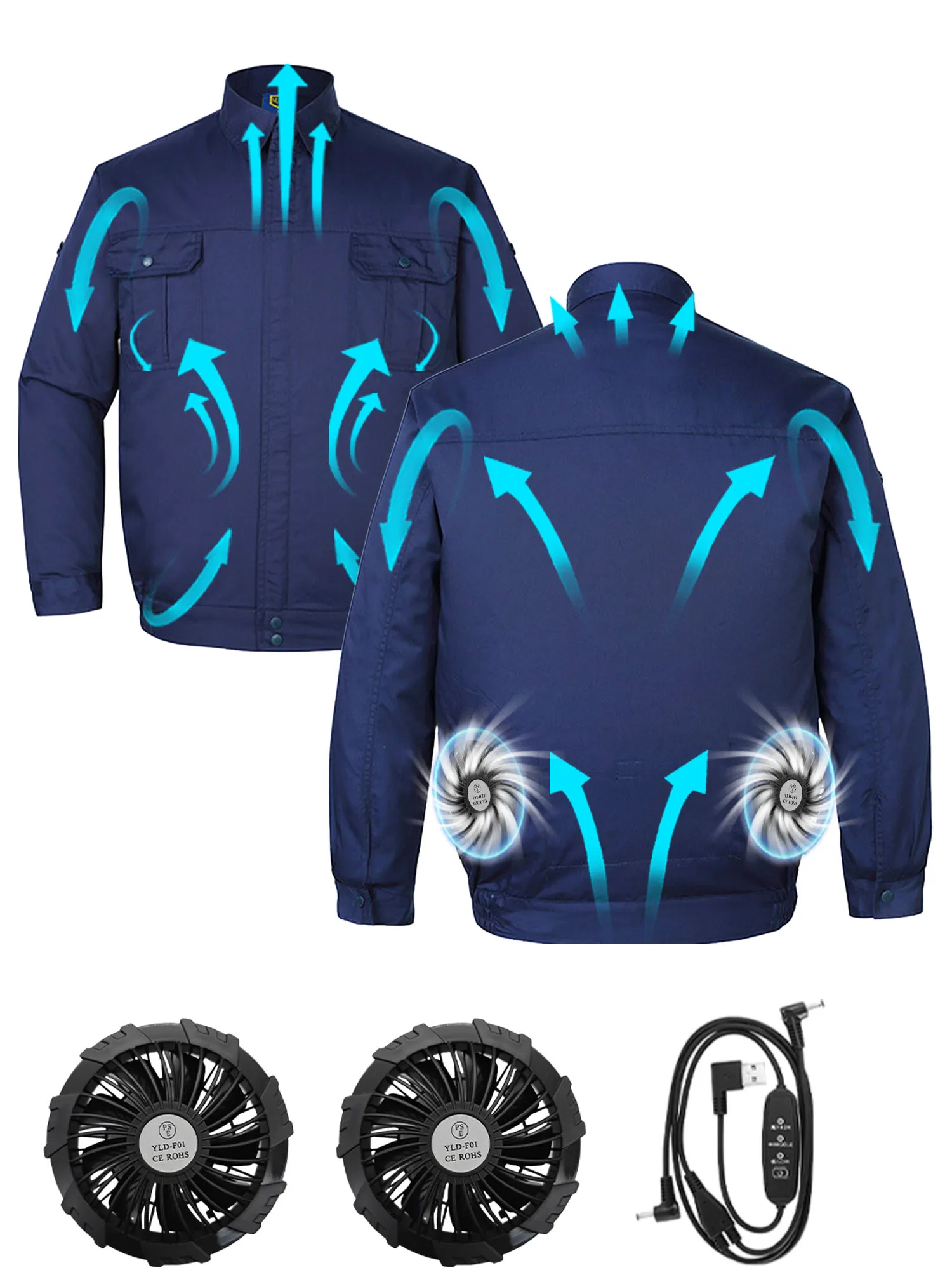 

Working clothes with fan, long sleeves clothing for work