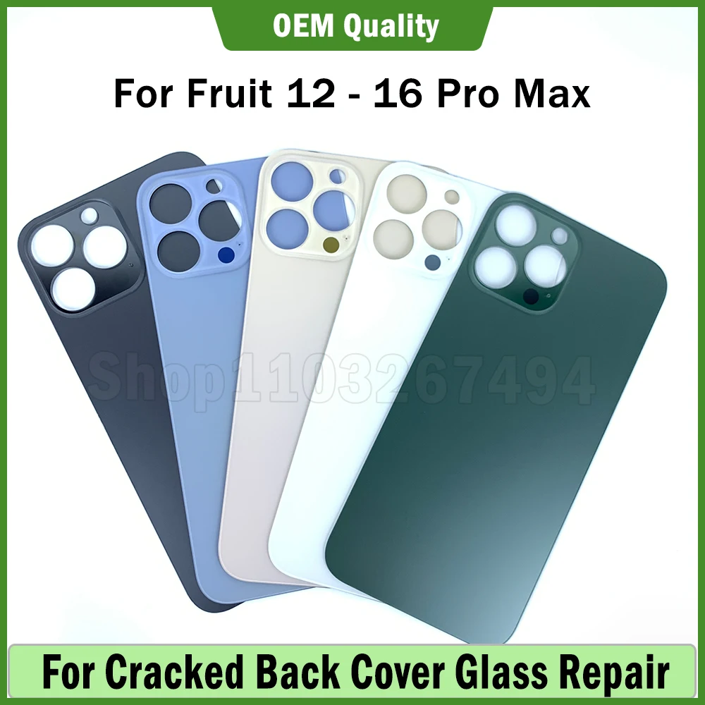 

For 15 13 12 11 14 Pro Max Large Hole Back Glass Replacement Cracked Rear Back Glass Door Battery Cover Repair