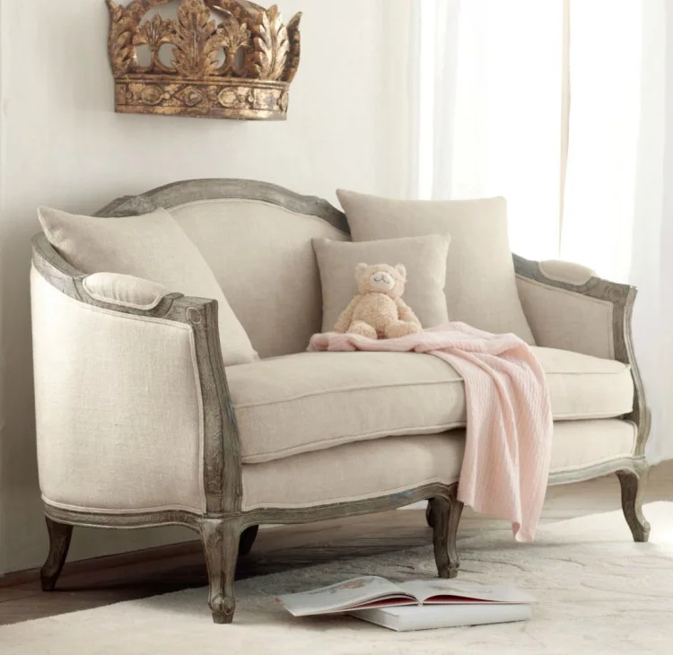 

Solid wood sofa linen leisure chair solid wood