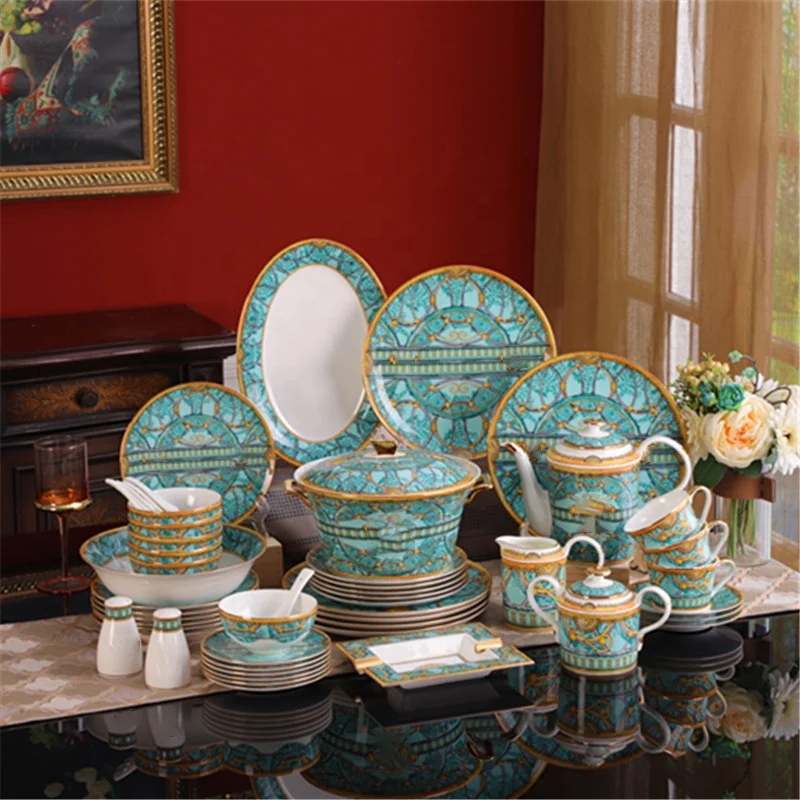 Palace Luxury Dining Room Gift Box Party Ceramic Cup Kit Ver Sace Dinnerware Sets Party Supplies High Grade Dinner Set