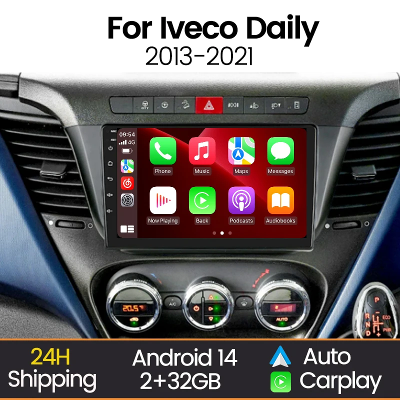 Rádio de Carro MEKEDE 2Din 9 polegadas com Android Auto e CarPlay para Iveco Daily 2013 - 2021, Reprodutor de Vídeo Multimídia para Carro com BT, RDS e Navegação GPS