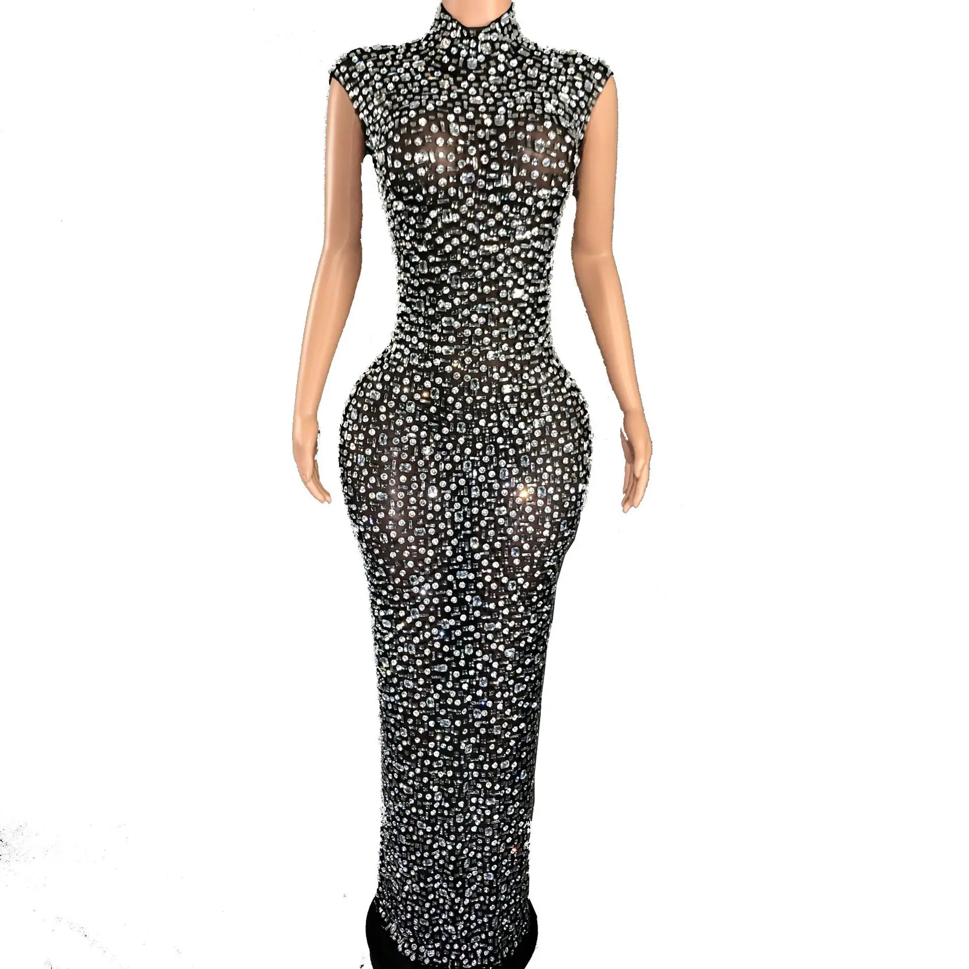 Slim-fit Long Sleeveless Long Dress Cheongsam Split Robes De Soirée Haute Qualité Black Prom Dresses Luxury Birthday Dress Woman