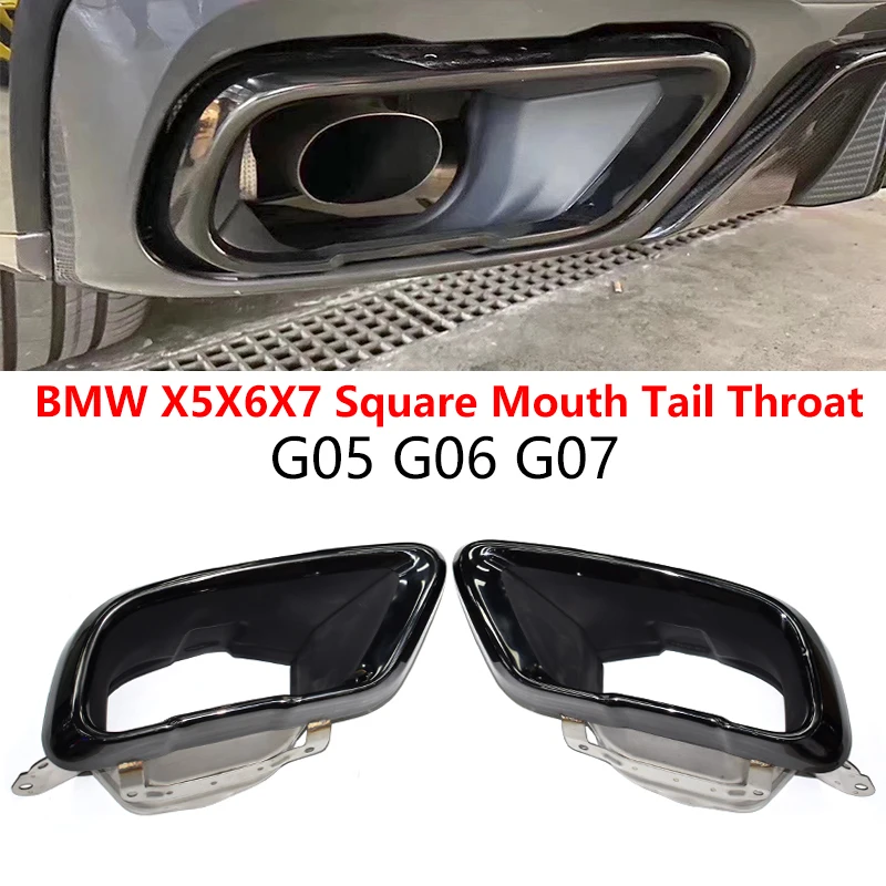 

For 2019 to 2024 BMW G05 X5 G06 X6 G07 X7 M Sport Exhaust Pipe Upgrade Black Square Port Stainless Steel Muffler Tip Nozzle