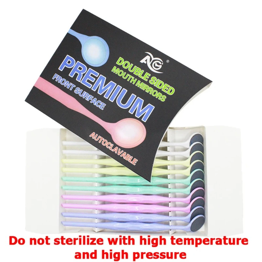 AG 10 pz/scatola Sbiancamento Dei Denti Orale Dentale Double Sided Bocca Specchi Riflettori Esame di Superficie Con Maniglia