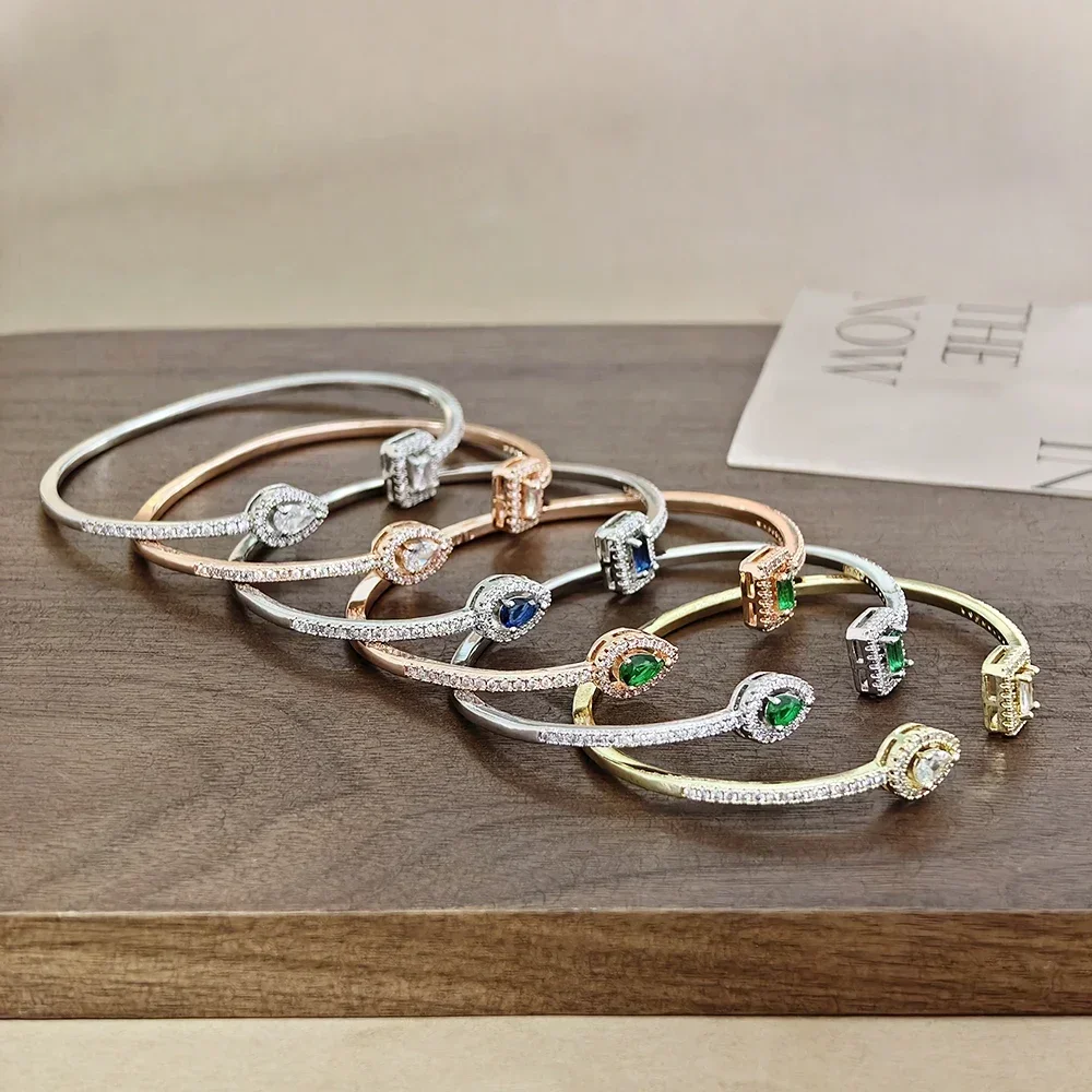 2025 Trendy Snake Punk Pear Shape Silver Color on Hand Adjustable Open Bangle for Women Anniversary Gift Jewelry Wholesale S5214