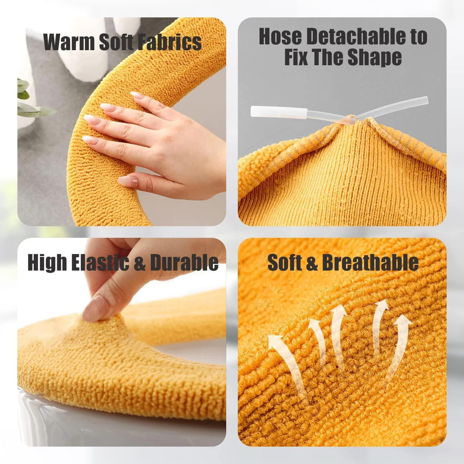 Thicker Bathroom Toilet Seat Cover Pads - Soft Warmer Toilet Seat Cushion Cover Stretchable Washable Cloth