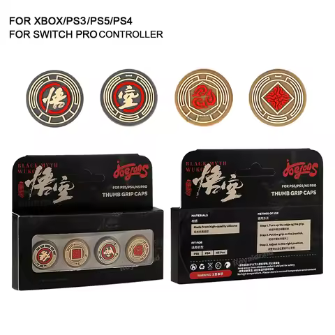 4PCS Thumb Silicone Cap Cover Wukong Theme For PS5 PS4 / For Switch Pro Controller Thumbstick Grip Cap Game Joystick Accessories