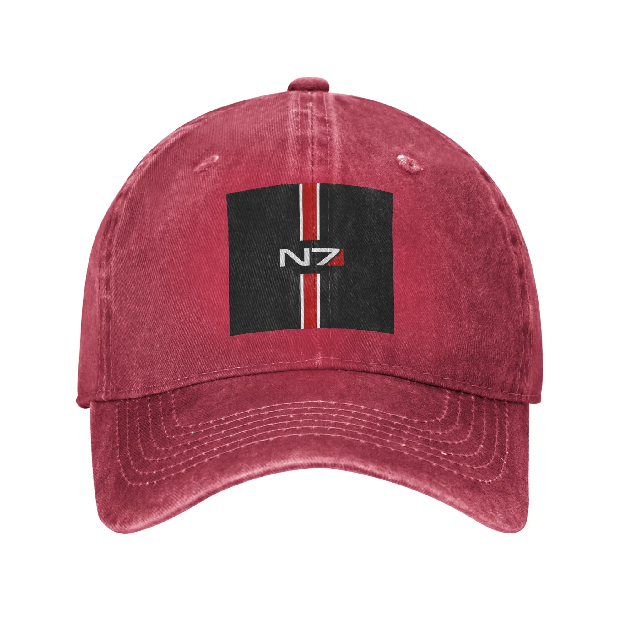 N7 emblem, Mass Effect Denim Fabric Cap Casual Baseball Caps Adjustable Hat Summer Unisex Baseball Hats