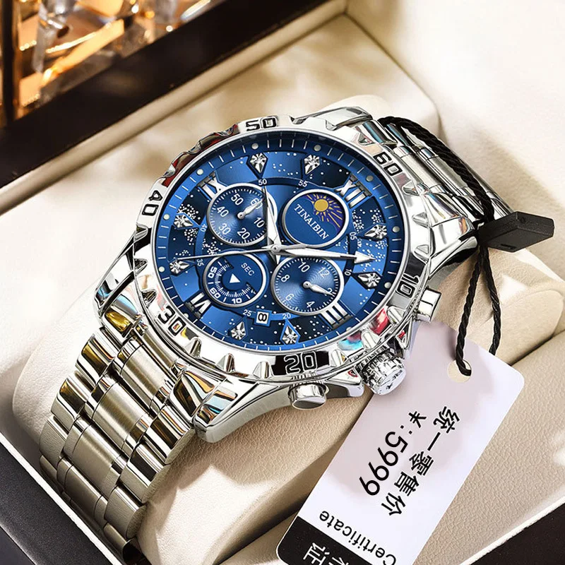 New* Swiss Men’s Automatic Quartz Watch, Waterproof, Luminous Dial, Date Display, Luxury Timepiece