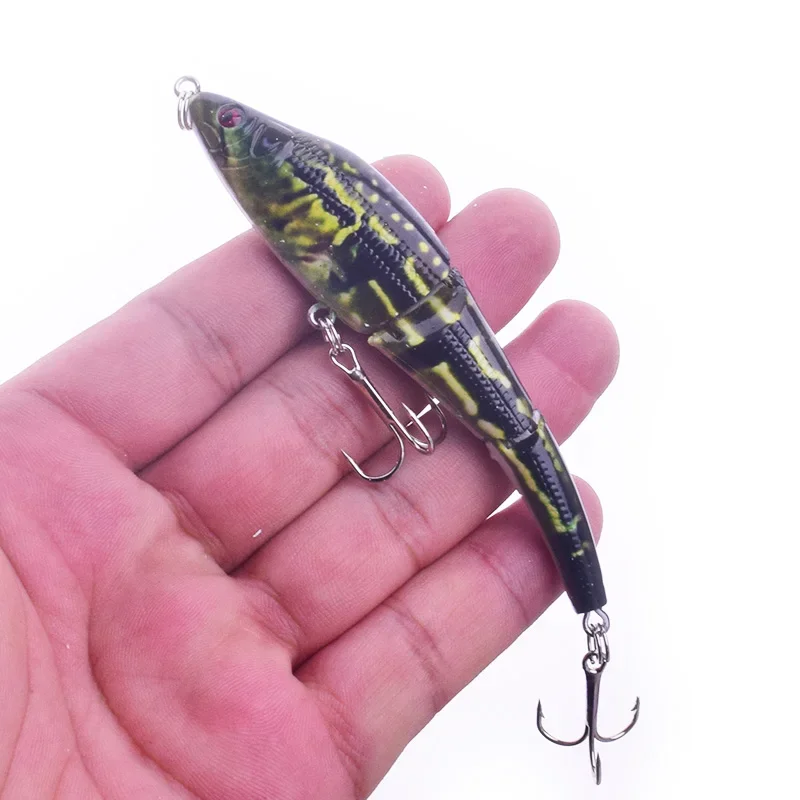 1 pc multi-articulação 3d pintado isca 9.5cm 9g afundando lentamente minnow artificial duro isca de pesca equipamento de pesca baixo wobblers iscas