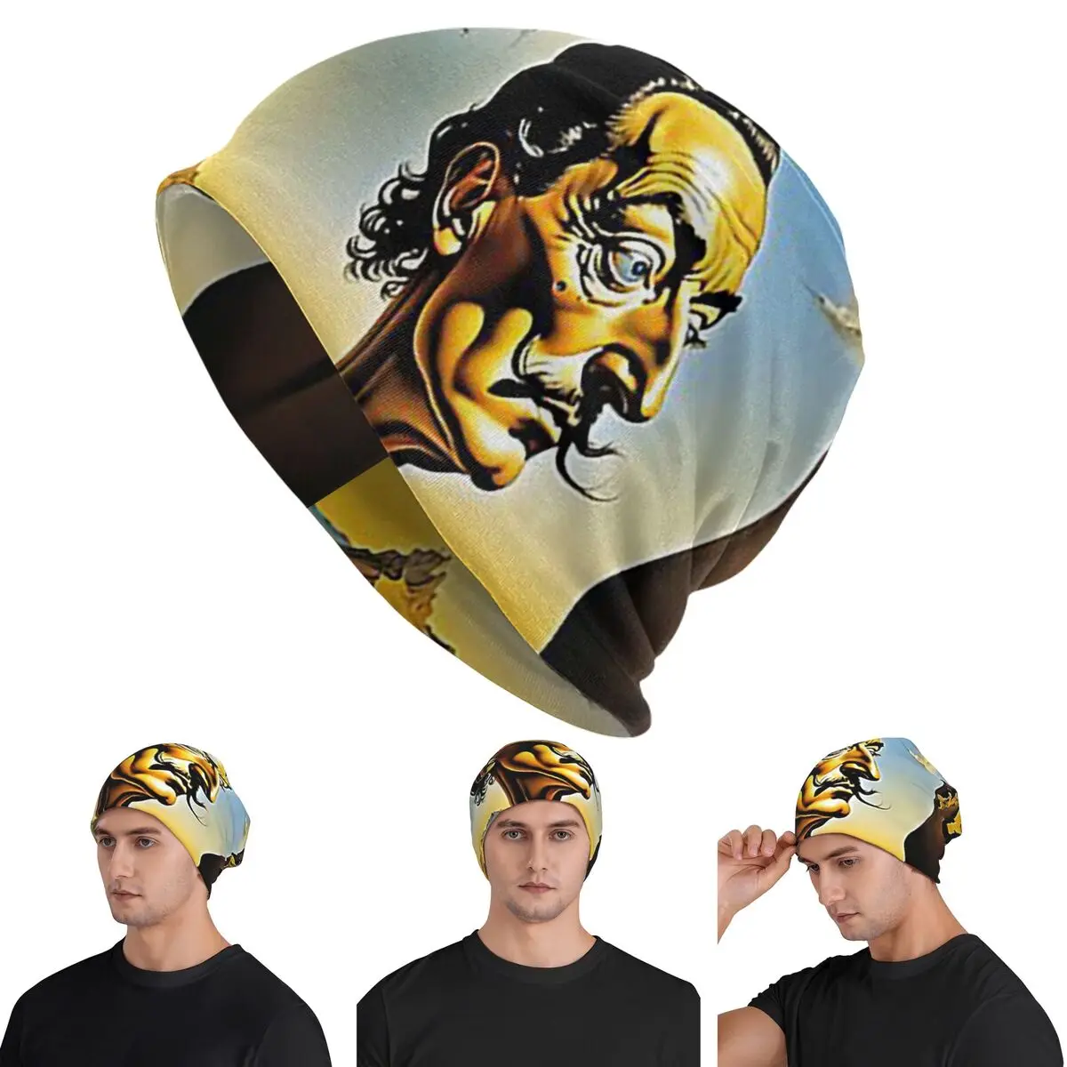 

Enigmatic Encounter Surrealist Dreamscape Salvador Dali Poster Skullies Beanies Hats Warm Autumn Cap Knitted Bonnet Caps Adult